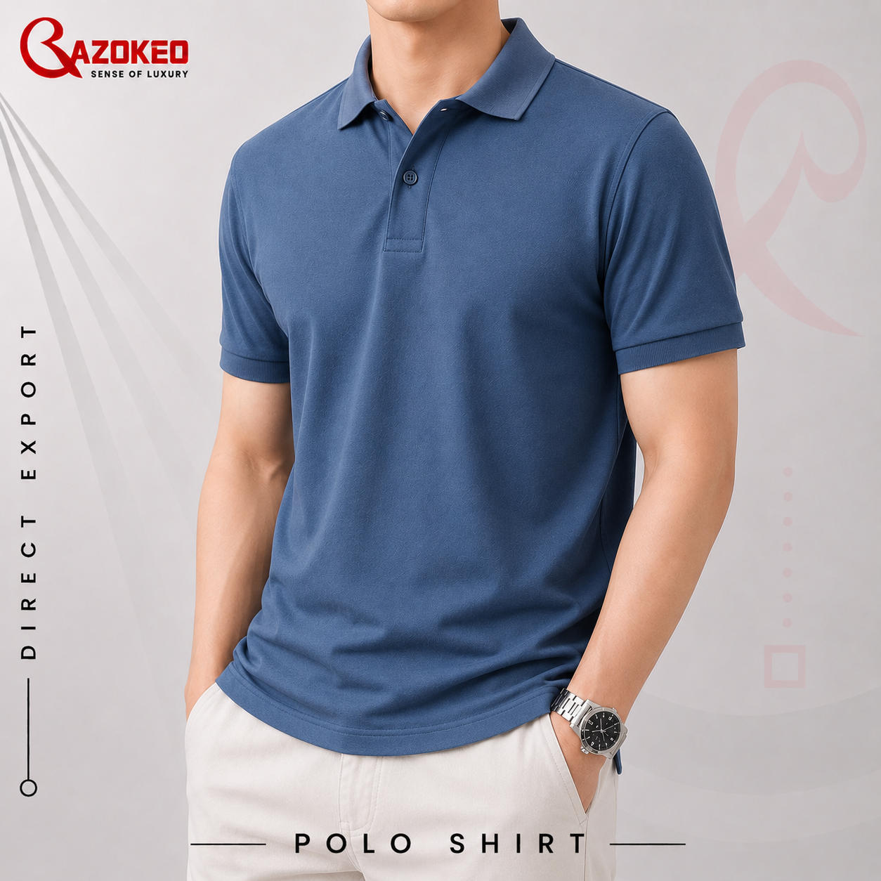 Cadat Blue Polo 100% Export Cadat Blue Polo Shirt - Image 1